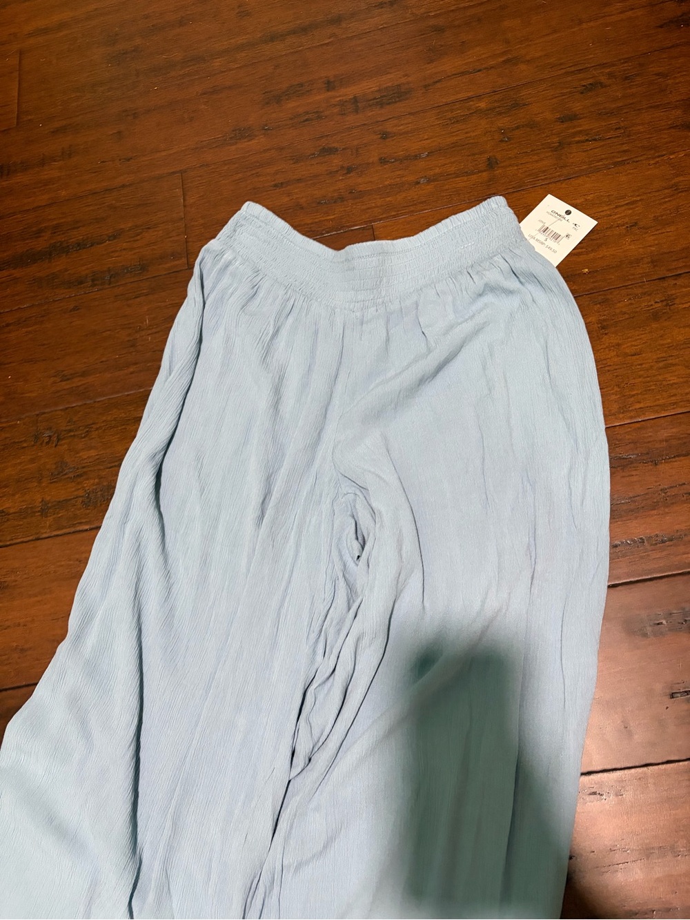 O'Neill Pale Blue Smocked Waist Wide Leg Pants